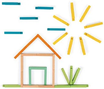 Drevená stavebnica s predlohami - 60 ks