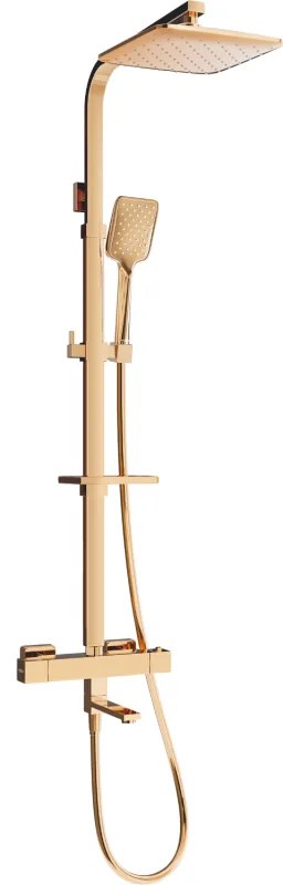 Mexen - CQ62 sprchový set s termostatickou batériou Cube, ružová- zlatá, 779106295-60