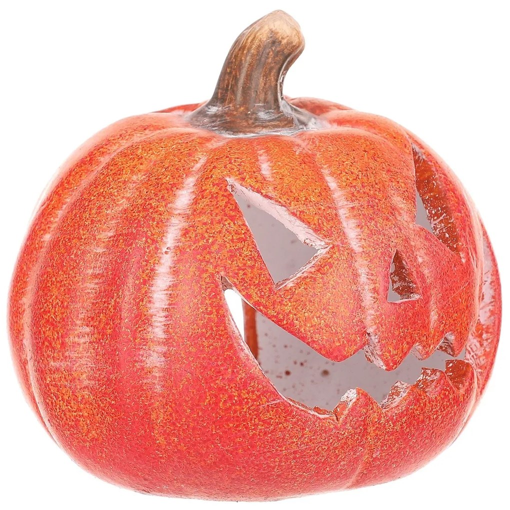 Svietnik Tekvička s tvárou malá oranžová, keramika, pr. 10 cm, pr. 10 cm