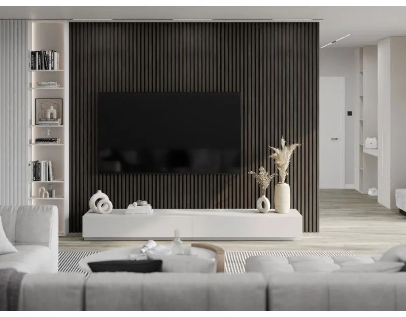 Mexen Lam-F, akustické stenové lamely 275 × 30 cm, plstený podklad 8 mm, technická dyha, orech striebristý, S105-275307-3015-009