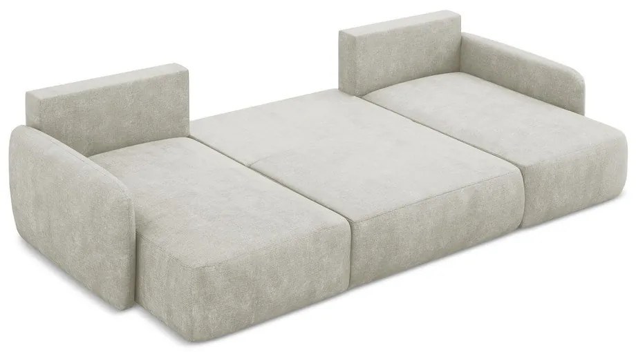 Krémová ženilková rozkladacia/s úložným priestorom rohová pohovka (do tvaru "U") Lilo – Makamii