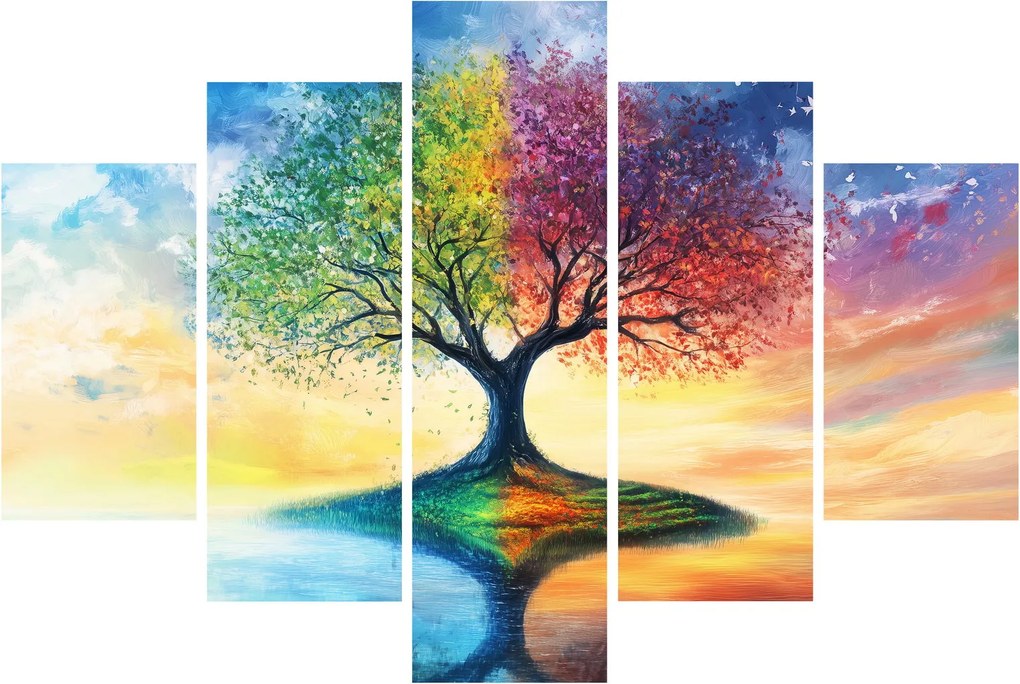 Obraz – Maľovaný strom ročných období (150x105 cm)