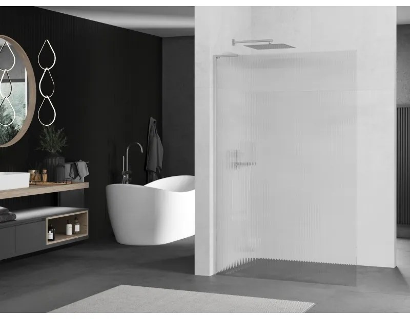 Mexen Kioto L, sprchová zástena Walk-In 120 x 200 cm, 8mm sklo s rebrovým vzorom, chrómový profil, 800-120-103-01-09