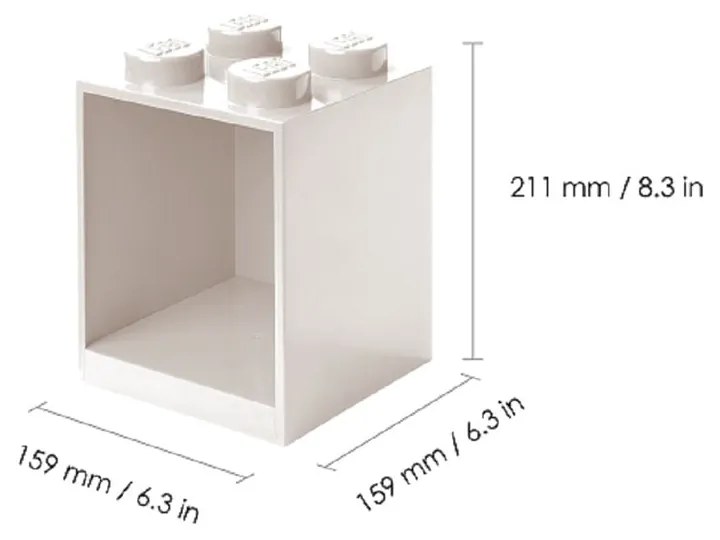 Súprava 2 detských sivých nástenných políc LEGO® Brick