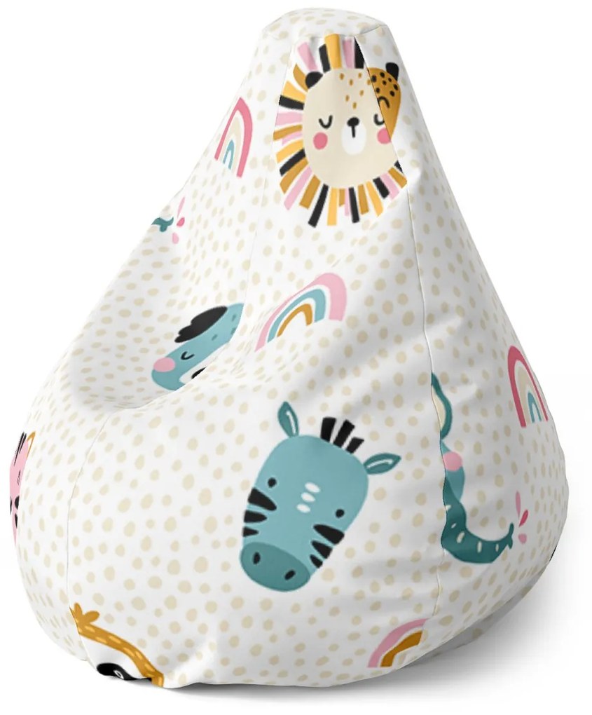 Sablio Sedací vak Pear Hroch, zebra a slnko - 140 x 100 x 25 cm