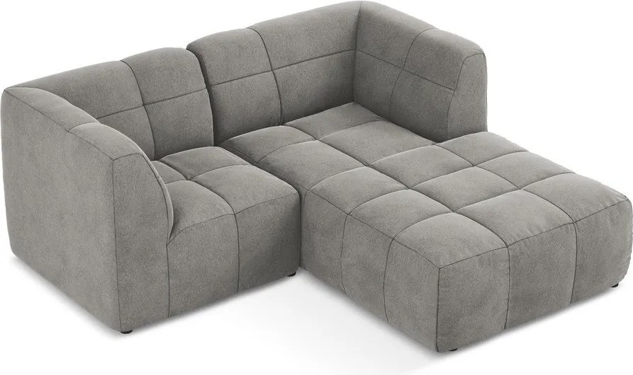 Sivá zamatová rohová pohovka (pravý roh/s leňoškou) Aloha – Makamii