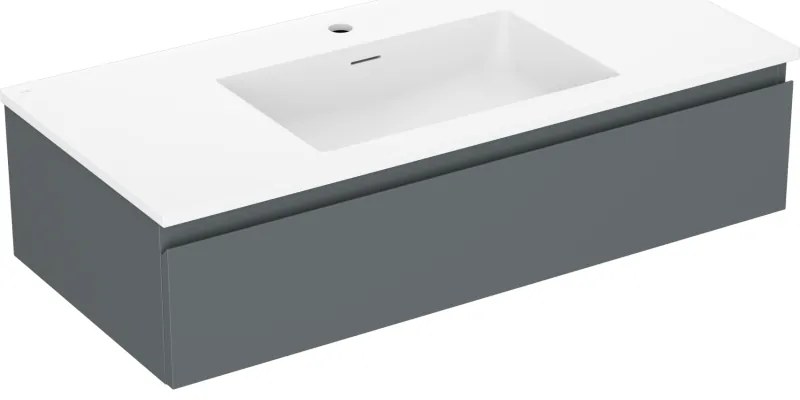 Mexen Orio, kúpeľňová skrinka 100 cm s umývadlom Otis, 1 zásuvka, grafitová matná/biela matná, 91A10-10023-1-BF66-W18M01