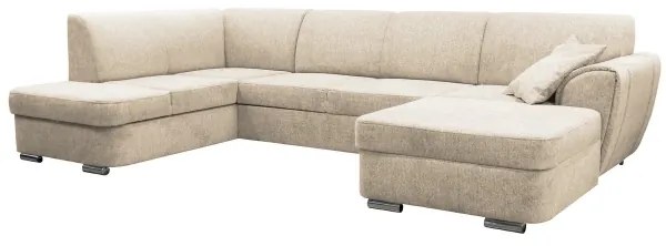 Rozkladacia ľavá rohová sedacia súprava do tvaru U SERPA, béžová, s úložným priestorom