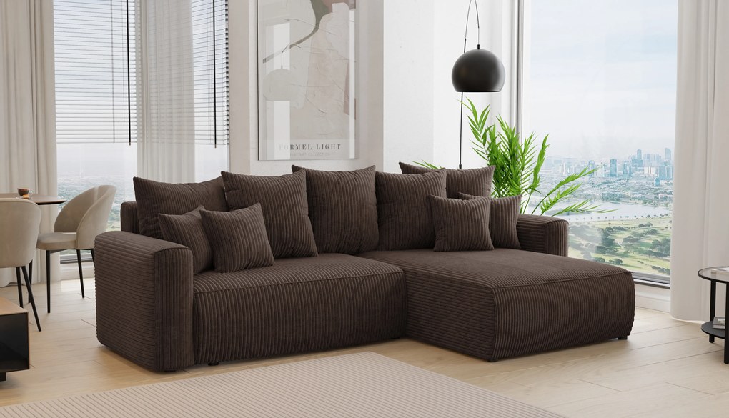 Rohová sedačka Baria (P) (čokoládová). Akcia -20%. Vlastná spoľahlivá doprava až k Vám domov. 1133088