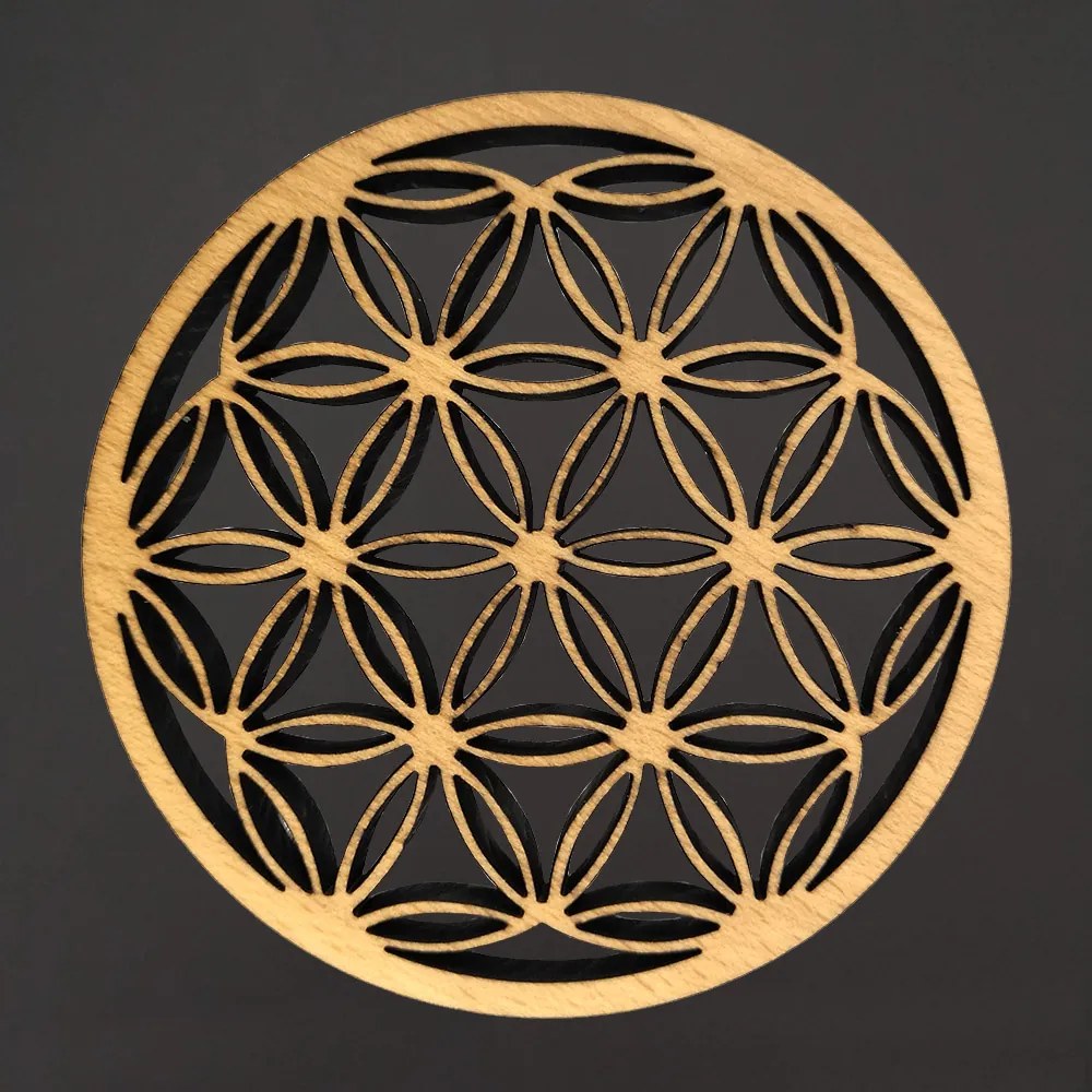 AMADEA Drevený podtácok okrúhly mandala, masívne drevo, priemer 10,5 cm