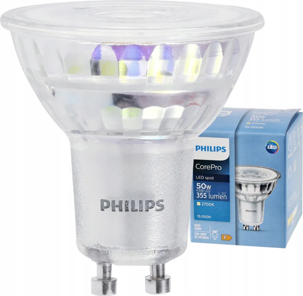 LED žiarovka Philips GU10 - 4,6 W - 355 Lm 36 ° - teplá biela - CorePro Premium