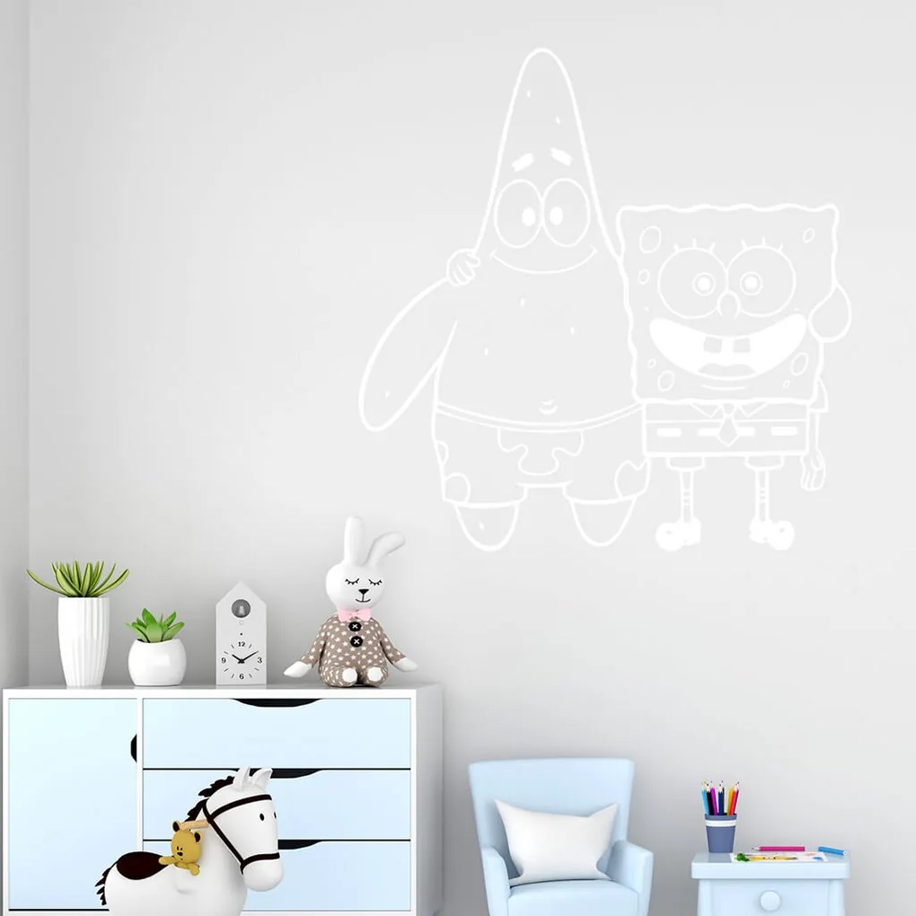 Veselá Stena Samolepka SpongeBob a Patrick Farba: fialová, Veľkosť: 100 x 102 cm