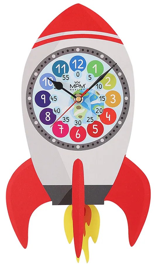 Detské kyvadlové hodiny MPM Fernse raketa 4468.B, 35cm