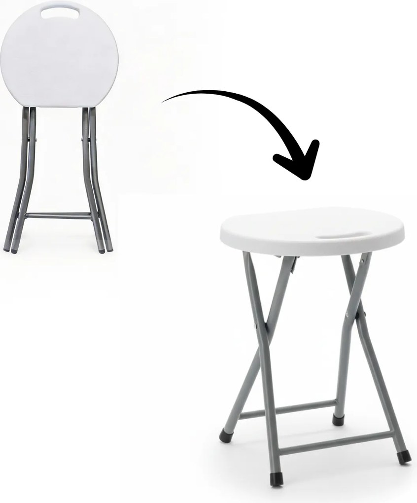 CH Okrúhla skladacia stolička - biela