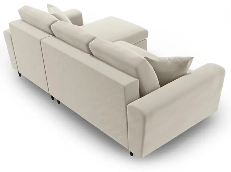 Béžová zamatová rozkladacia/s úložným priestorom rohová pohovka Kyoto – Cosmopolitan Design