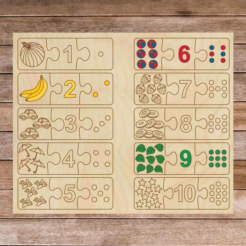 Detská drevená skladačka - Trojdielne puzzle pre deti  | SENTOP H004