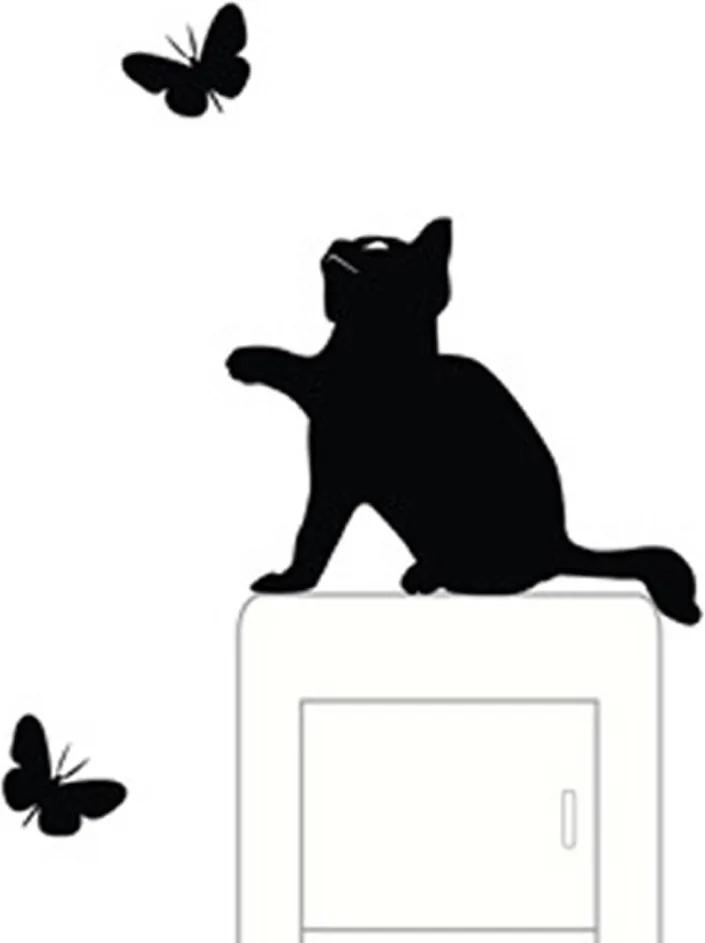 Samolepka na vypínač "Mačka s motýľmi" 9x11 cm