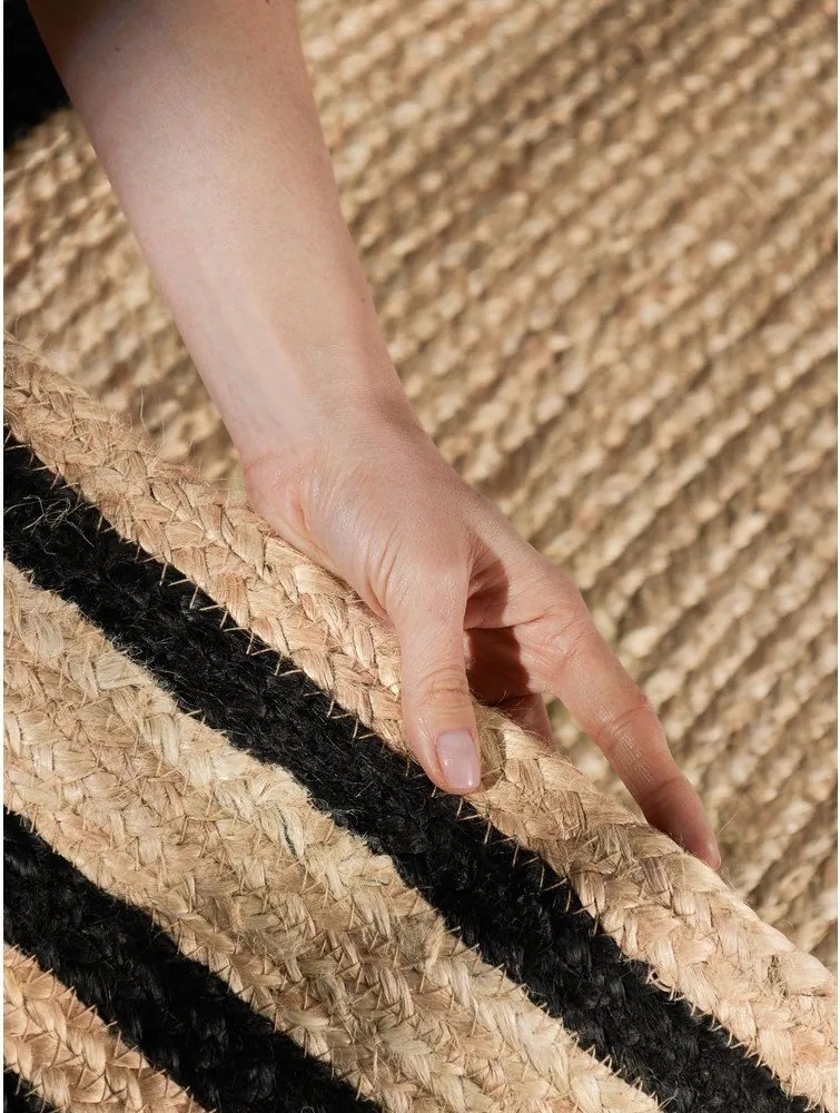 Čierny/v prírodnej farbe obojstranný/ručne tkaný jutový koberec 120x170 cm Jutta – Hanse Home