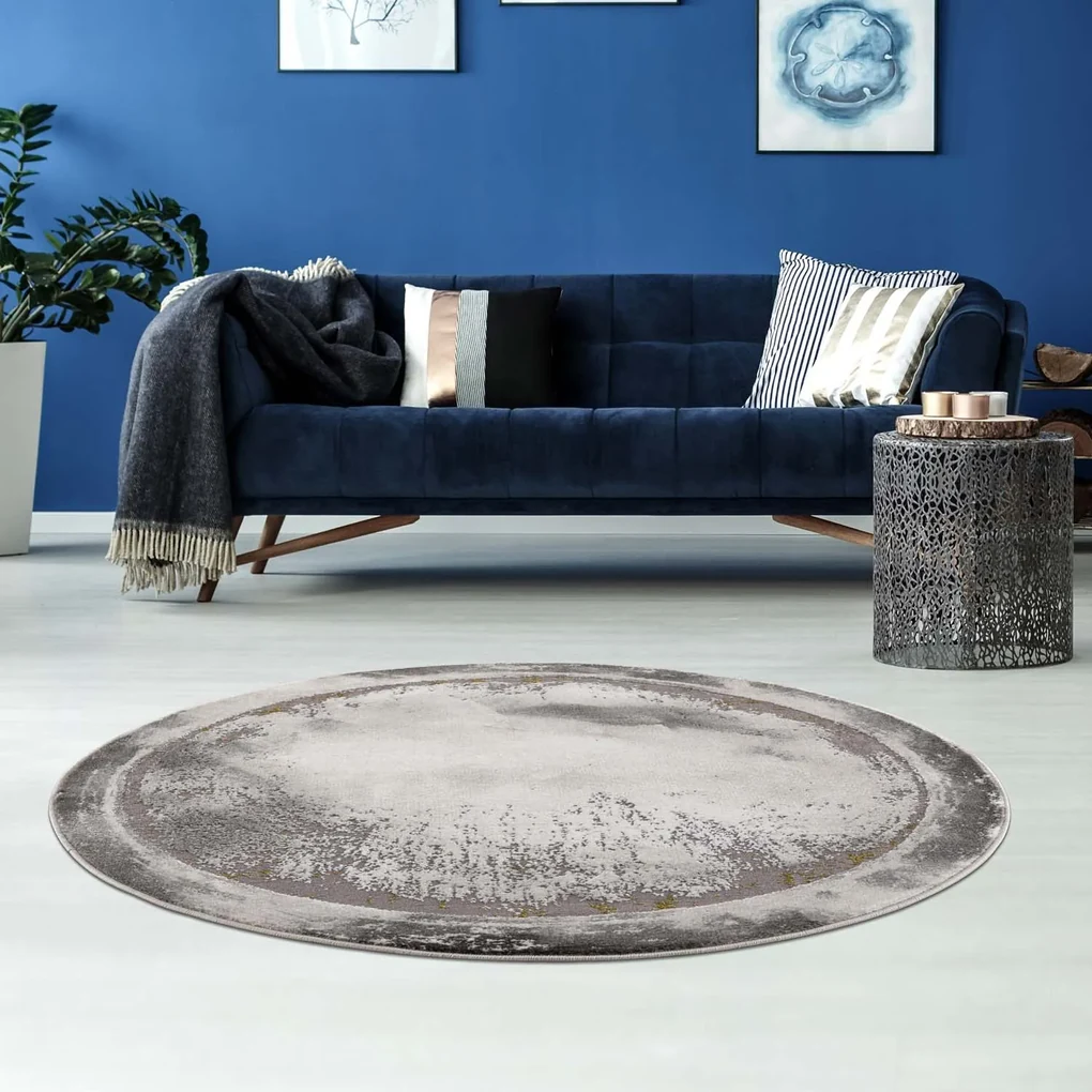 Dekorstudio Moderný okrúhly koberec NOA - vzor 9330 sivý Priemer koberca: 160cm
