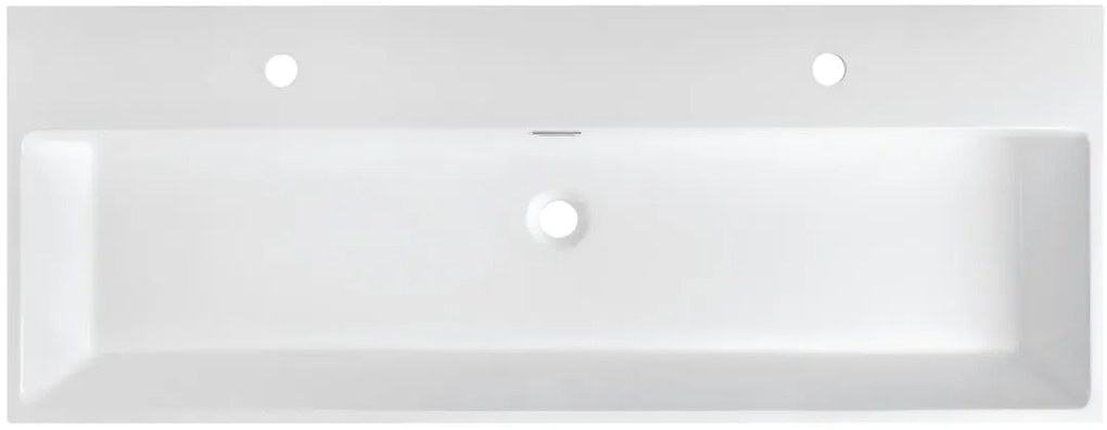 Sapho Sapho, AQUATIC umývadlo, liaty mramor, 120x46cm, 2 otvory pre batériu, biela, AT120-2