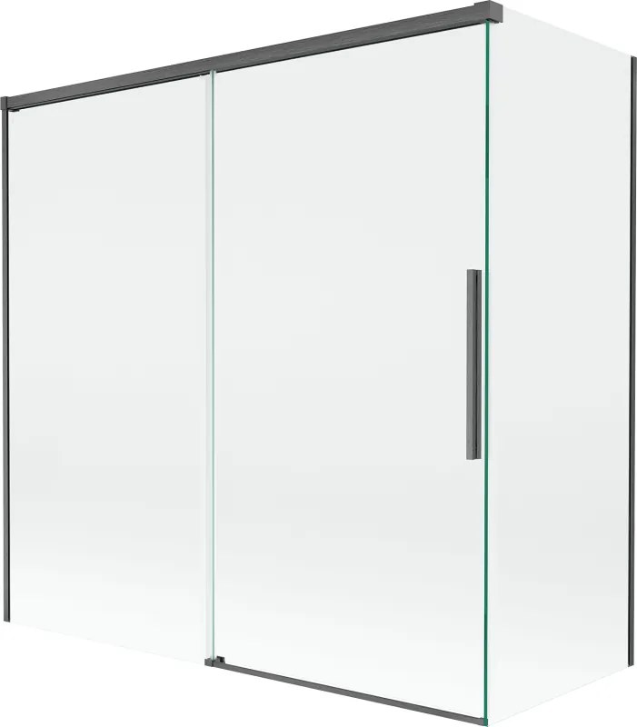 Mexen Rox, 2-krídlová posuvná vaňová zástena 160 + 75 x 150 cm, 8mm číre sklo, brúsený grafit profil, 8C9-160-075-66-00