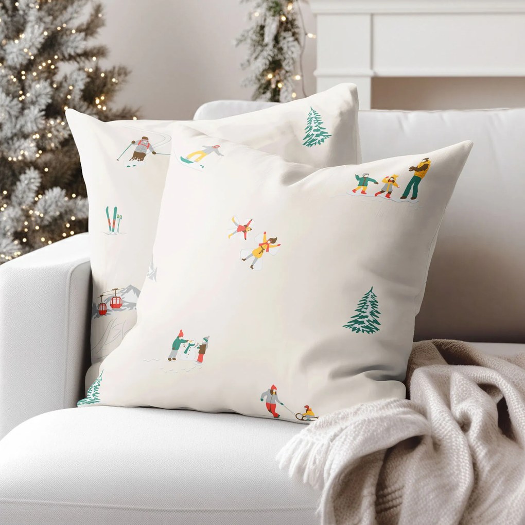 Goldea bavlnená obliečka na vankúš - zimné radovánky 40 x 40 cm
