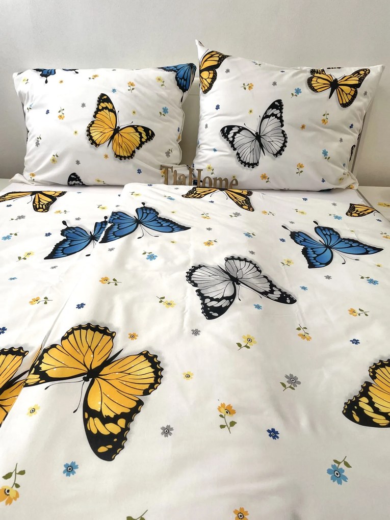 Obliečky bavlnené Motýle farebné 200x140cm+90x70cm TiaHome