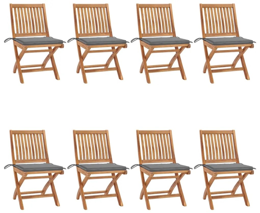 Skladacie záhradné stoličky s podložkami 8 ks tíkový masív 3072862