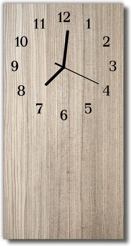 Sklenené hodiny vertikálne  béžové drevo