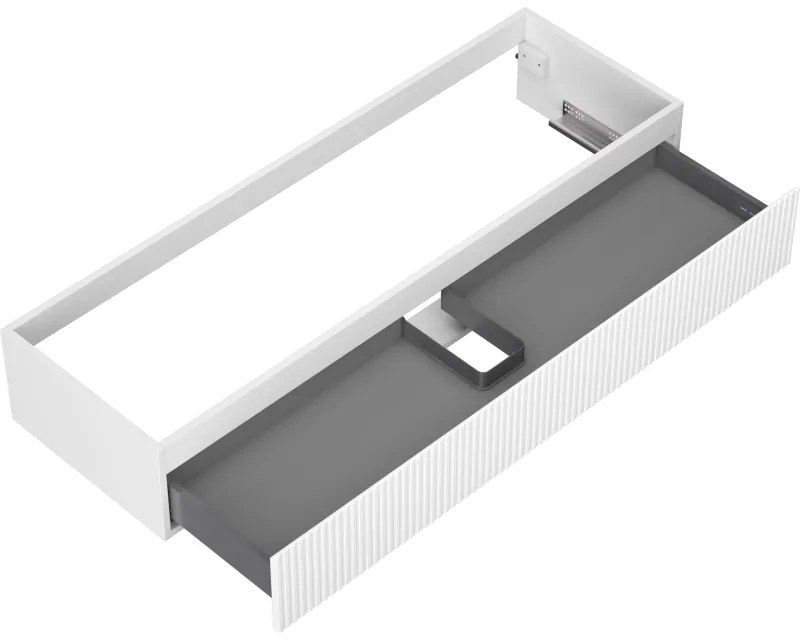 Mexen Rivel, kúpeľňová skrinka pod umývadlo 140 cm, 1 zásuvka, drážkovaná, biela matná, 91A20-14023-1-BF01