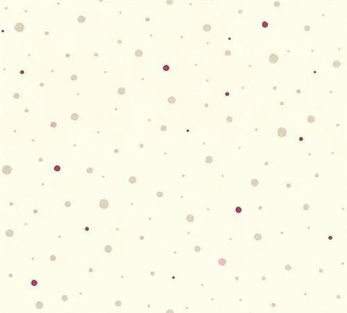 Detské vliesové tapety na stenu Little Stars 35839-4, rozmer 10,05 m x 0,53 m, bodky zlaté a ružové na krémovom podklade, A.S.Création
