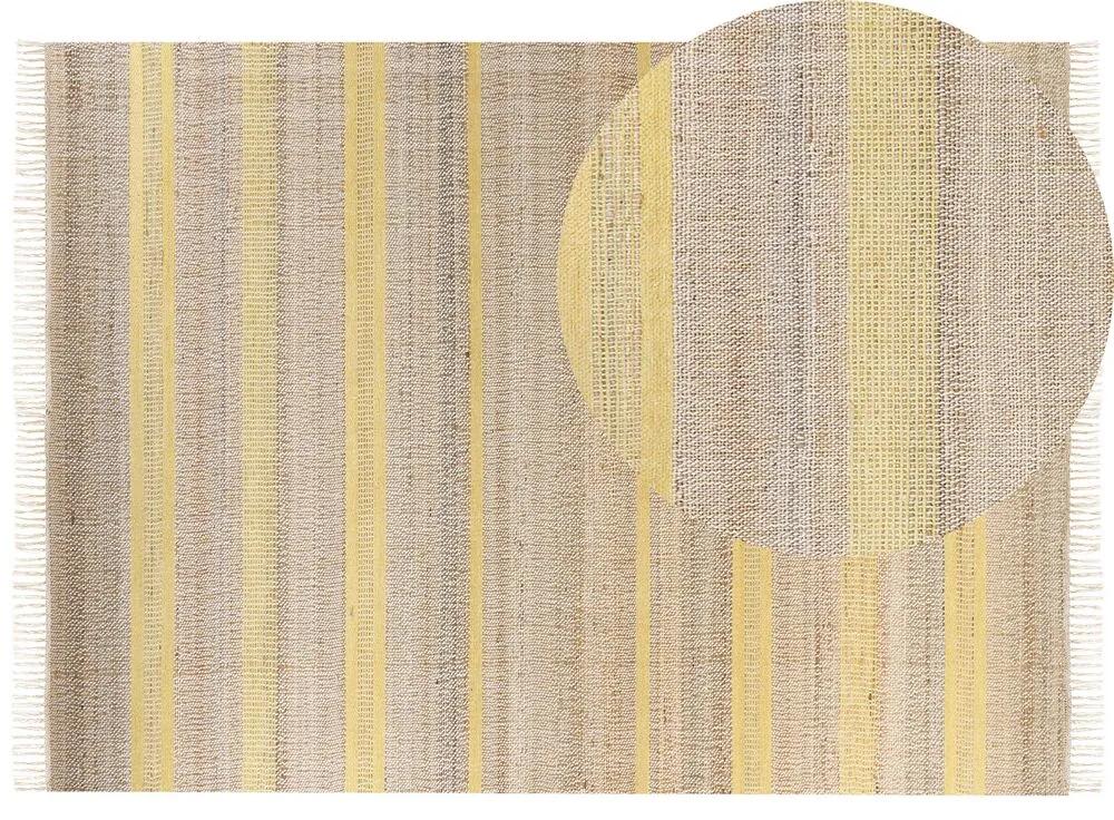 Jutový koberec 160 x 300 cm béžová/žltá TALPUR Beliani