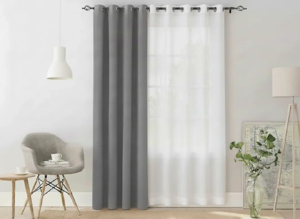 Svetlosivý záves OXFORD 140x270 cm Zavesenie: Riasiaca páska