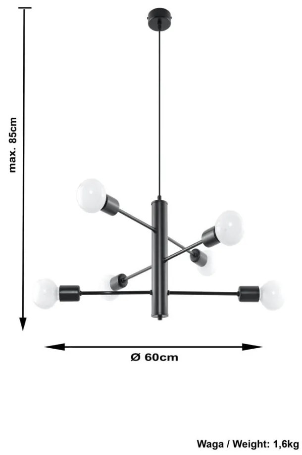 Čierne stropné svetlo Nice Lamps Donato 6