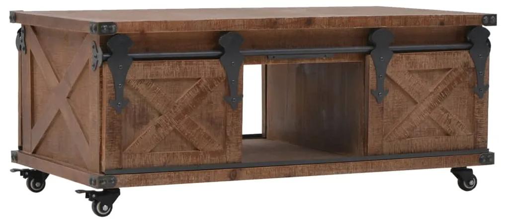vidaXL Konferenčný stolík z jedľového dreva 91x51x38 cm hnedý