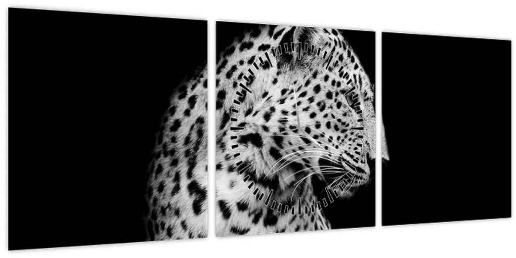 Obraz - Leopard (s hodinami) (90x30 cm)