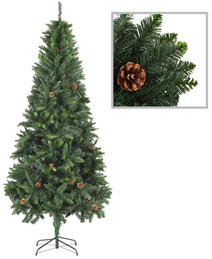 vidaXL Umelý vianočný stromček s borovicovými šiškami zelený 210 cm