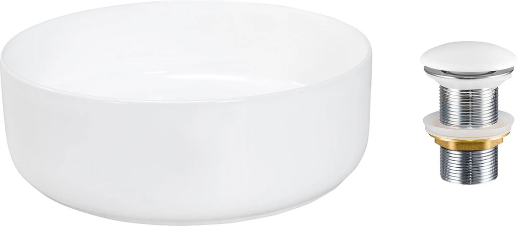 Comad Keramické umývadlo na dosku Maja 36,5x36,5 + výpusť Click-Clack, biela