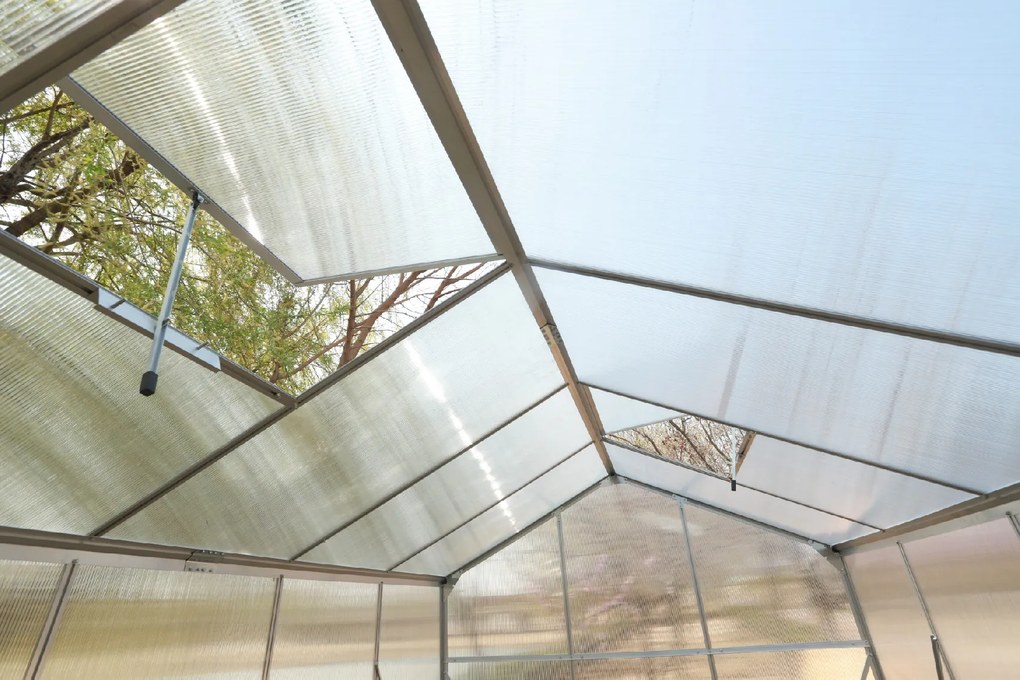 Skleník so základňou BestBerg BBGH-1006S / 5,95 m² / 313 × 190 × 194 cm / strieborná