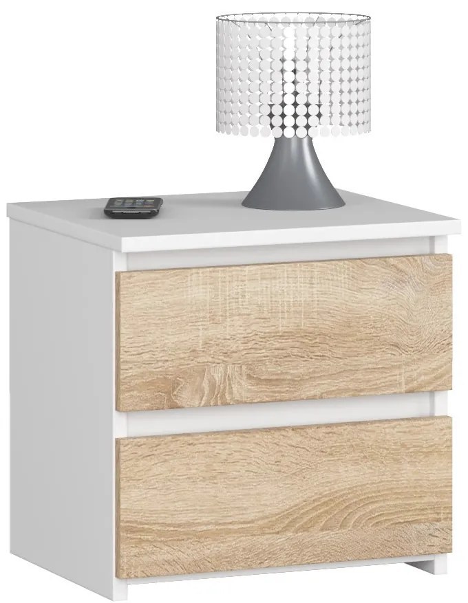 Noční stolek CL2 40 cm bílý/dub sonoma