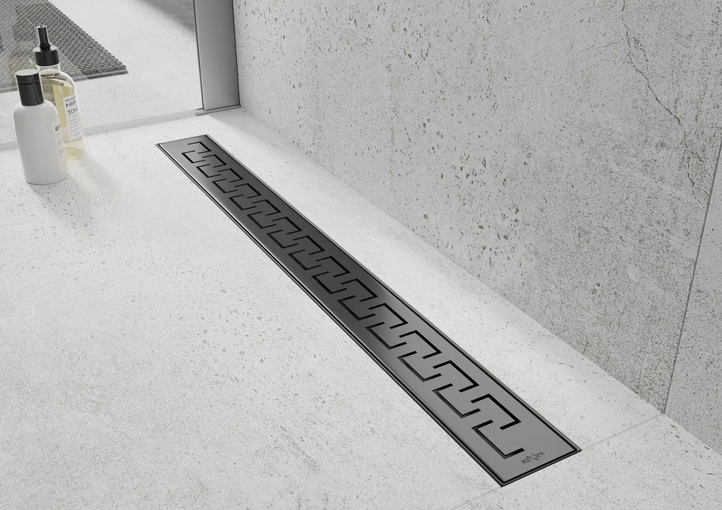 Mexen Flat nerezový sprchový žľab 60 cm, vzor M15 čierna, 1724060-15