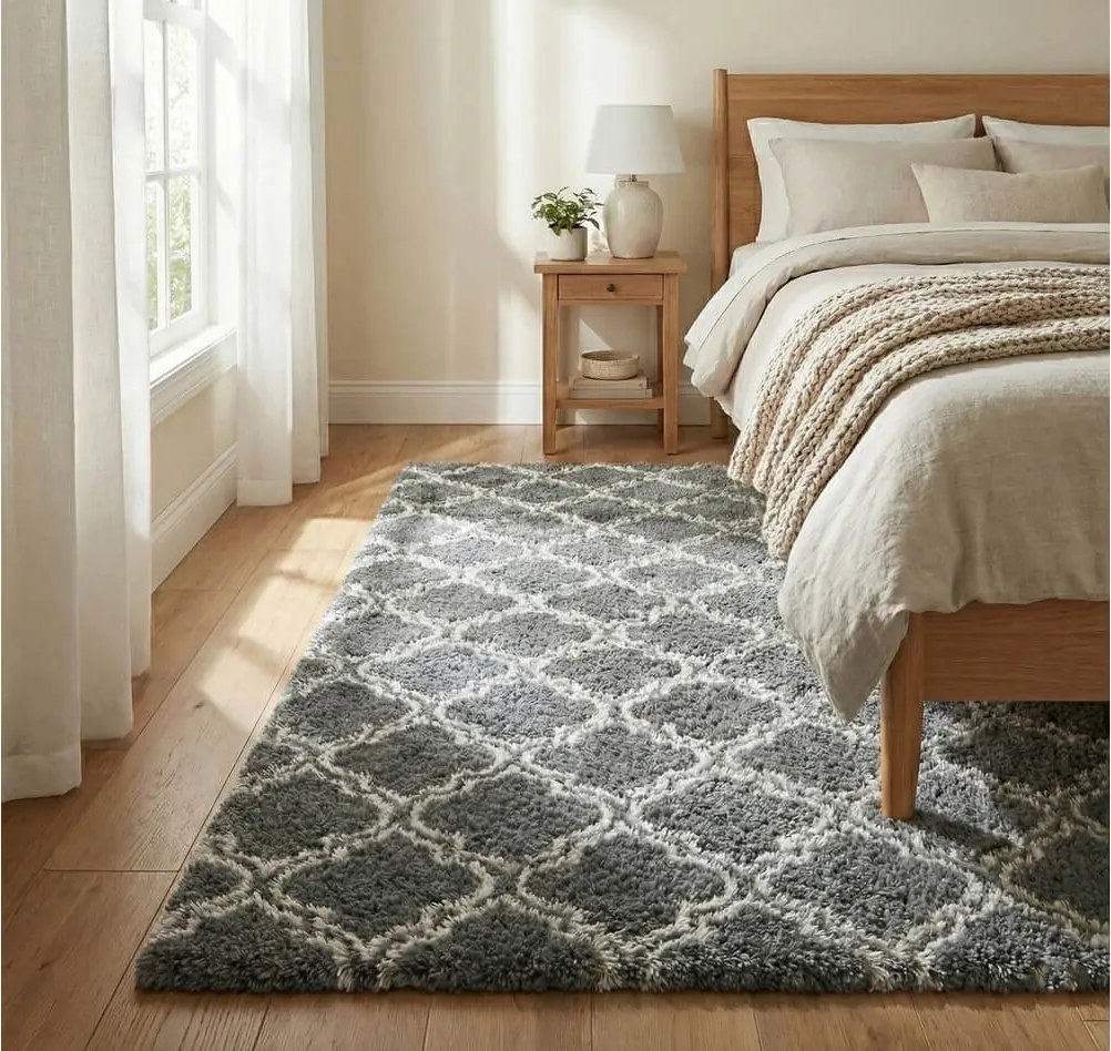 TZ Tmavosivý vzorovaný koberec shaggy Decor Latern Rozmer: 200x300 cm