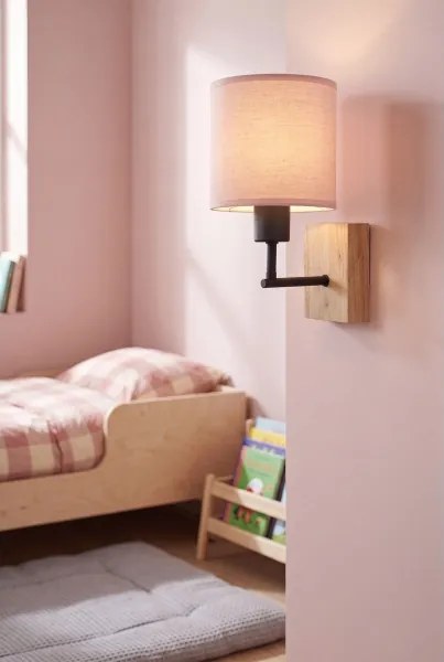 Brilagi - Nástenné svietidlo BOBO WOOD 1xE27/25W/230V dub/čierna/ružová