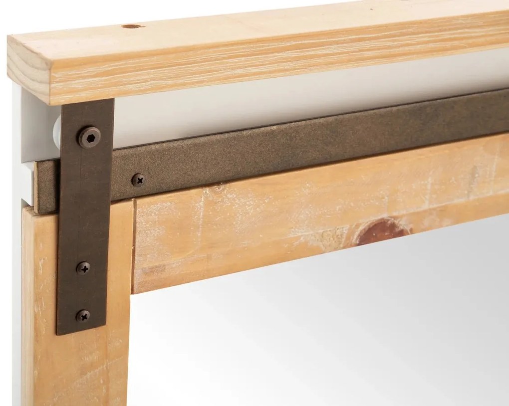 furniture-nabytek.cz - Masivní koupelnové zrcadlo Capera z borovice a MDF, lakované, bílé/hnědé – 70x70 cm