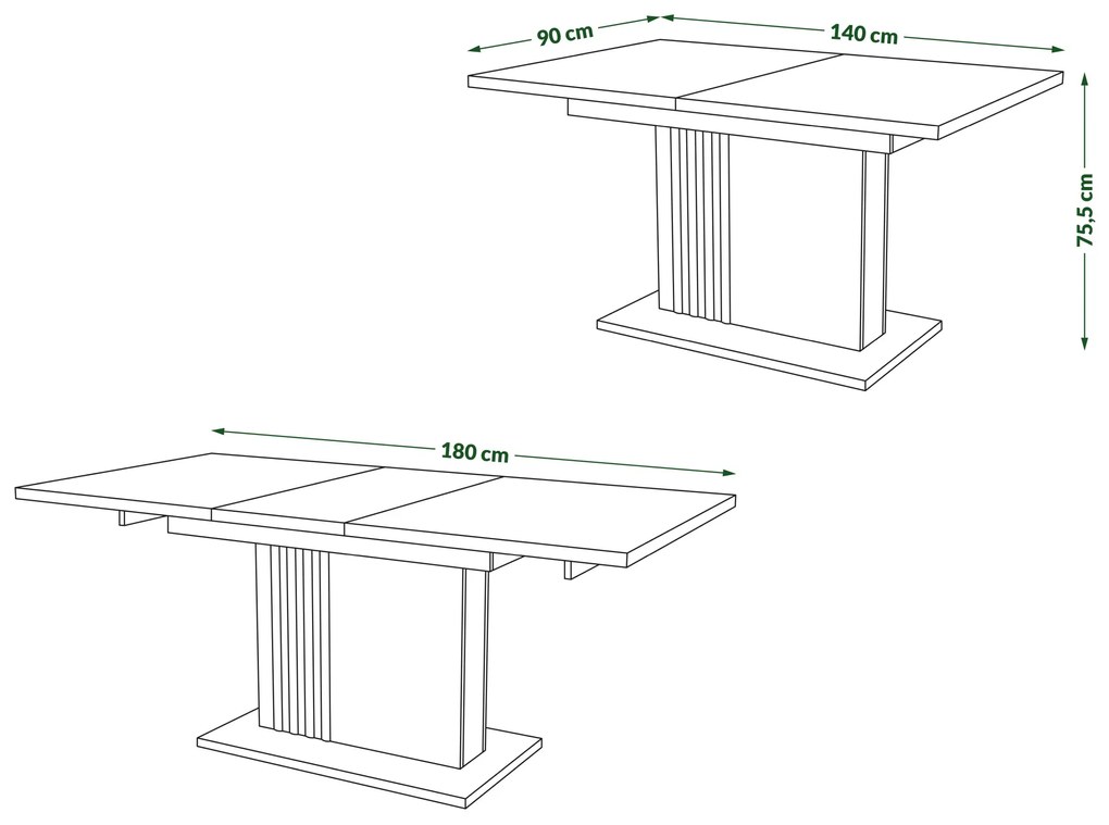 LEONEL Biely matný – MODERNÝ ROZKLADACÍ STÔL AŽ DO 180 cm!
