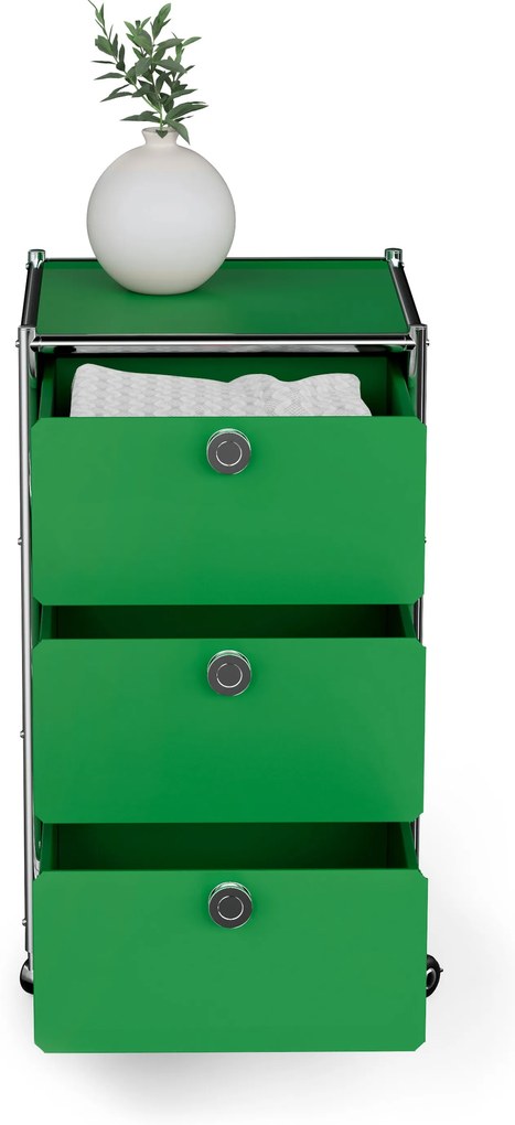 Kovová kancelárska skrinka »CN3« so zásuvkami, zelená