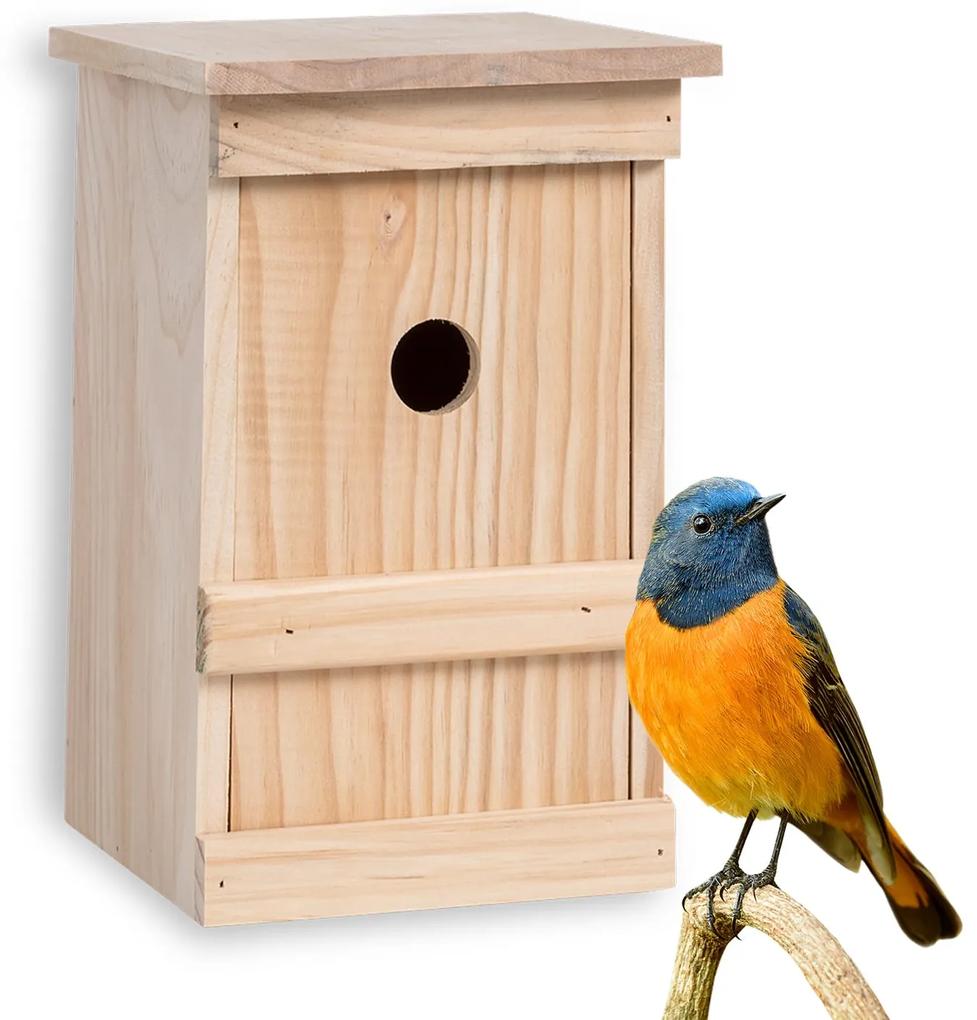 Vtáčia búdka pre vtákov hniezdiacich v dierach, neošetrené drevo, závesné očko, predmontovaná