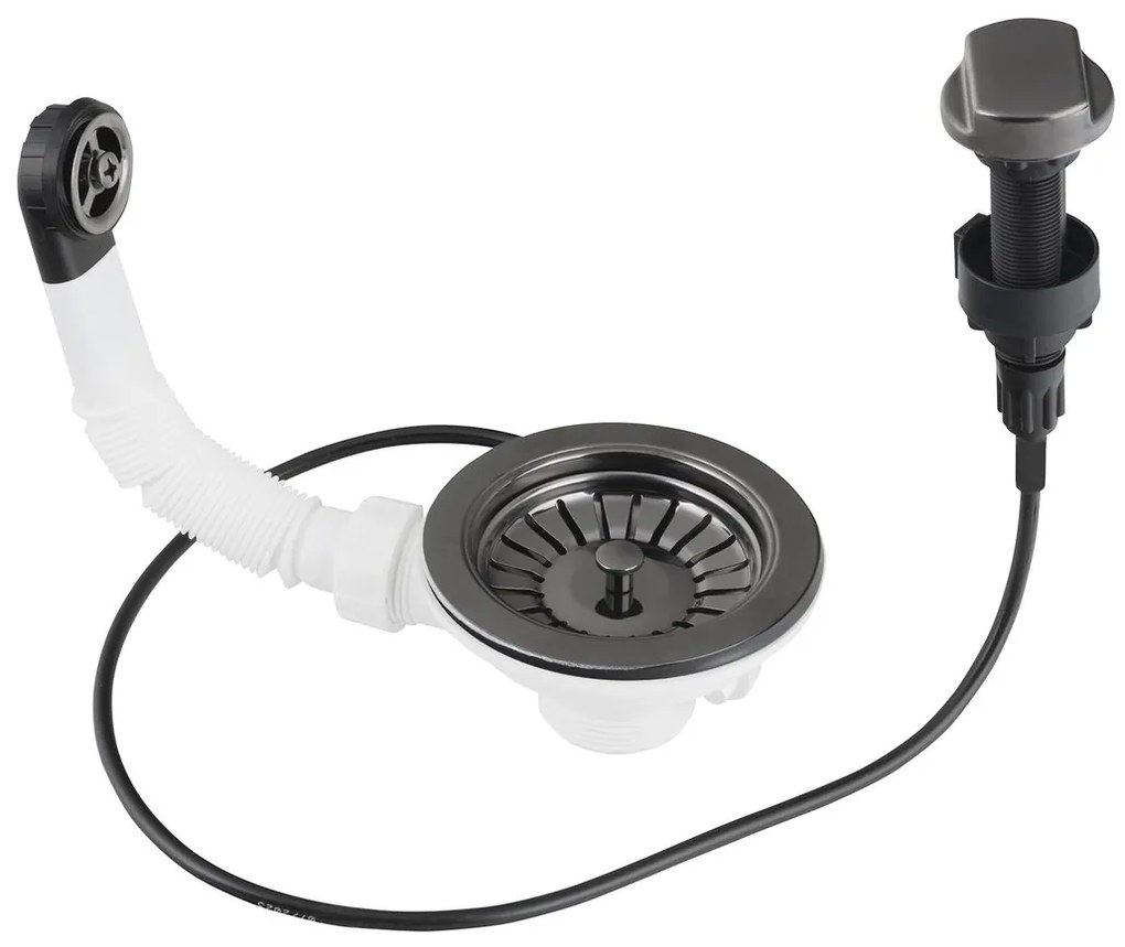 Bruckner Bruckner, Nerezová výpusť drezu 6/4" s prepadom a ovládaním, gun metal, 155.122.6