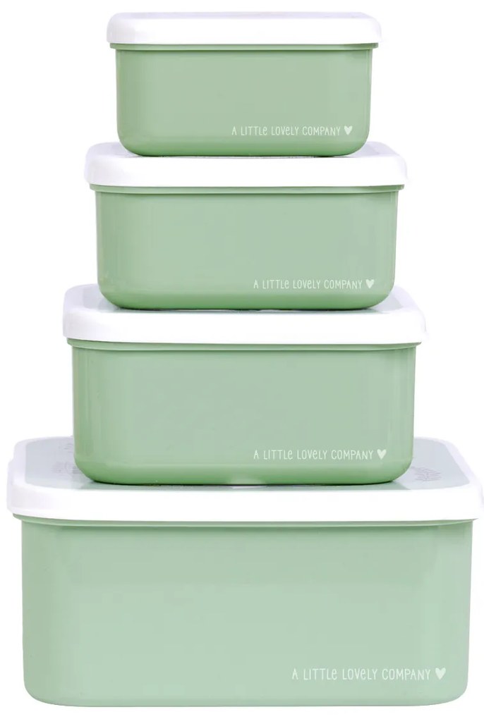 A Little Lovely Company - súprava štyroch desiatových škatuliek - kamaráti z lesa - zelená