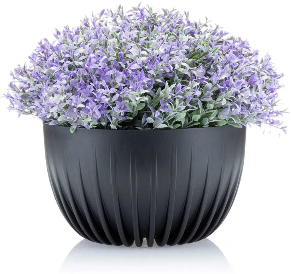 Súprava 2 kvetináčov PRÚŽKOVANÝCH ECO antracitová